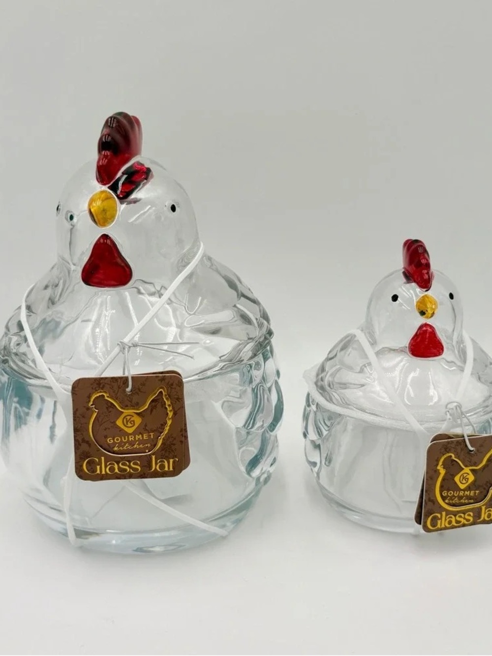 TWO SIZES : GLASS CHICKEN CANISTERS